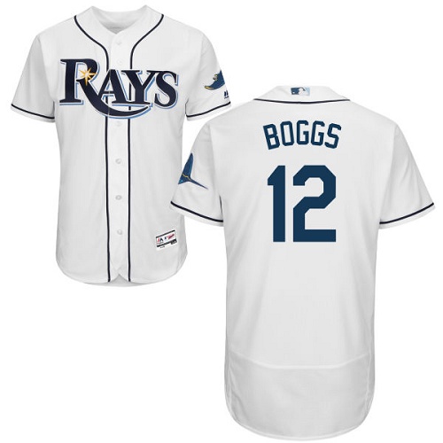 Rays #12 Wade Boggs White Flexbase Authentic Collection Stitched MLB Jersey